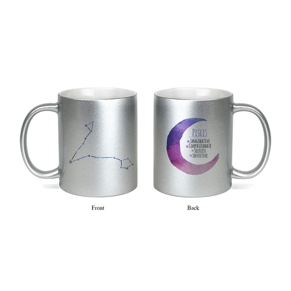 Hey You, Love 11 oz. "Pisces" Silver Ceramic Zodiac Mug
