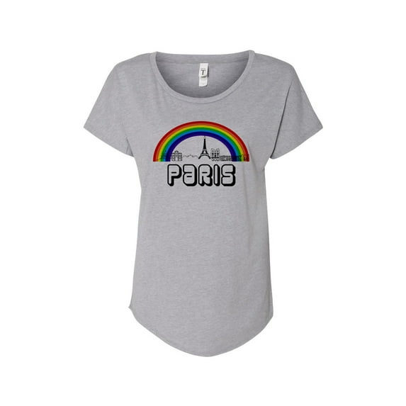 Hey You, Love 2X Women's Plus Size Paris Rainbow Skyline T-Shirt, Gray