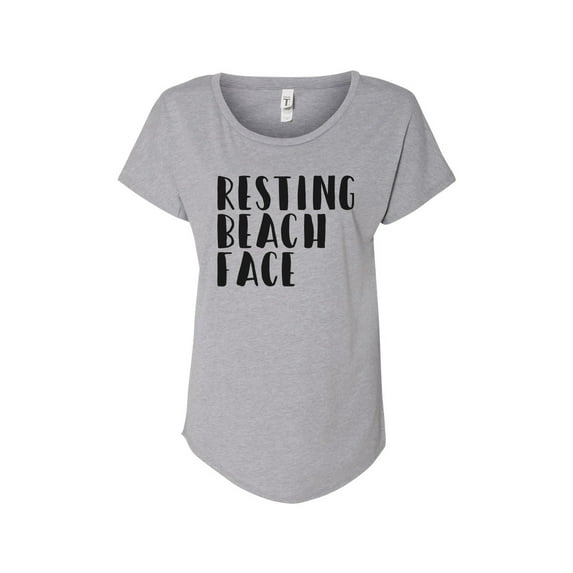 Hey You, Love 3X Women's Plus Size Handprinted Gray T-Shirt, "Resting Beach Face"