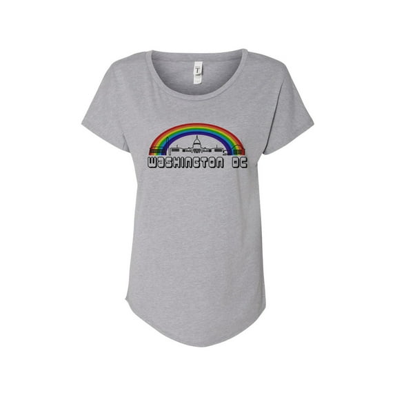 Hey You, Love 3X Women's Plus Size Washinton, D.C. Rainbow Skyline T-Shirt, Gray