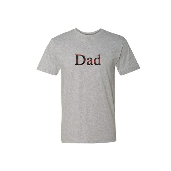 Hey You, Love Large Men's Handprinted Father Buffalo Plaid T-Shirt in Gray, "Dad"