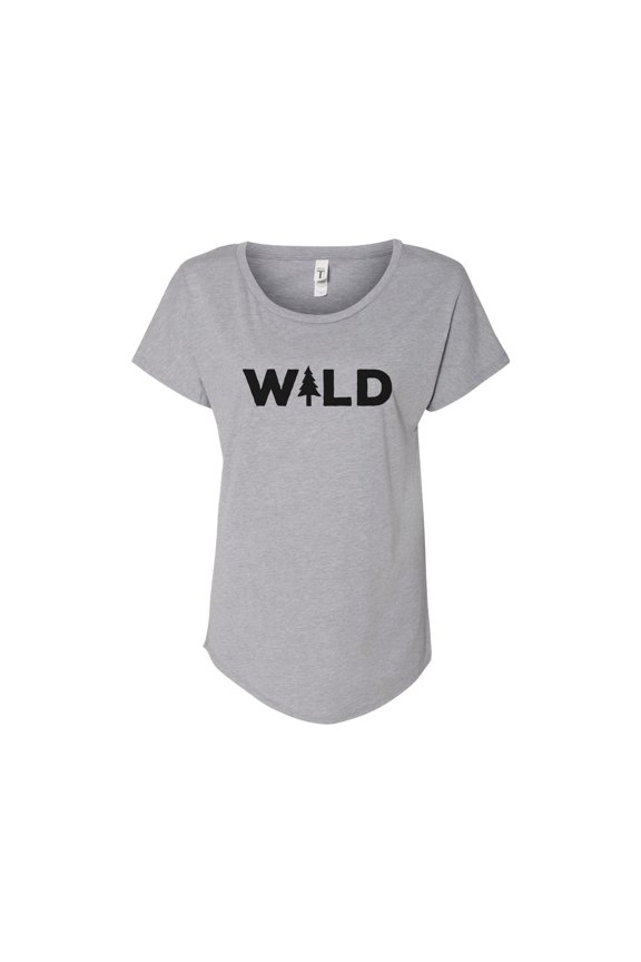 Large Women's Handprinted Gray T-Shirt, "Wild"
