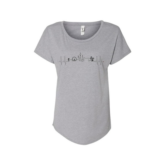 Hey You, Love Large Women's Las Vegas Heartbeat Skyline Gray T-Shirt