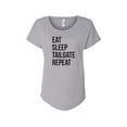 thumbnail image 1 of Hey You, Love Small Women's Handprinted Gray T-Shirt, "Eat, Sleep, Tailgate, Repeat", 1 of 3