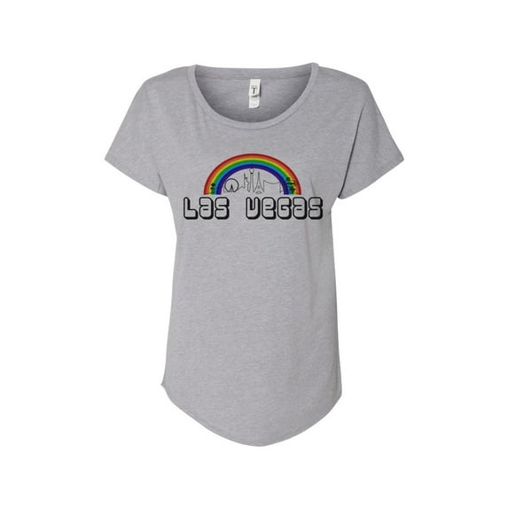 Hey You, Love Small Women's Las Vegas Rainbow Skyline T-Shirt, Gray