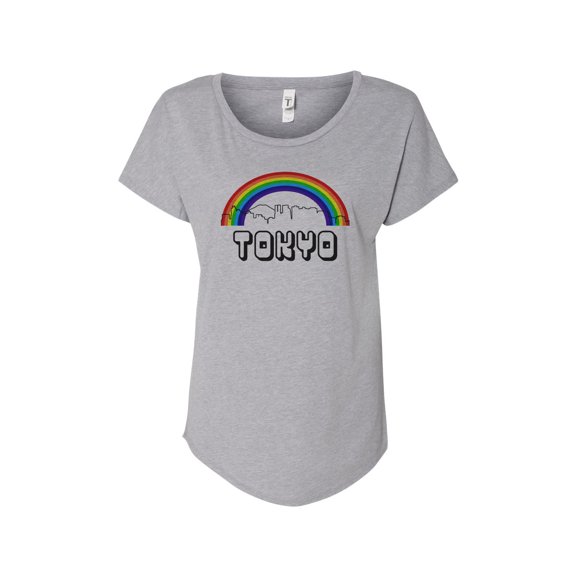 Hey You, Love Small Women's Tokyo Rainbow Skyline T-Shirt, Gray