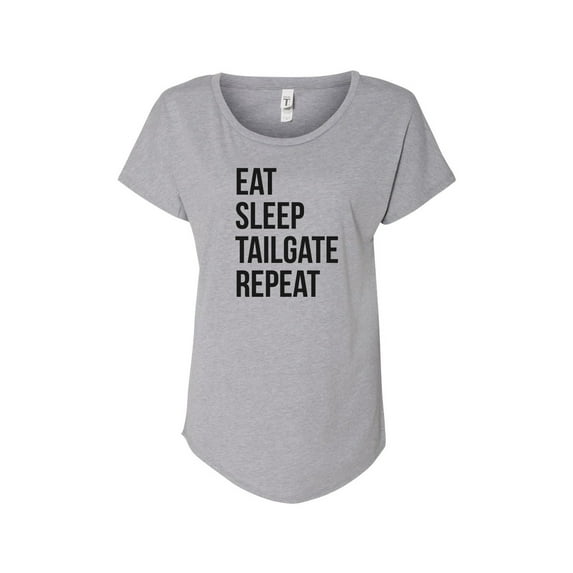 Hey You, Love X-Large Women's Handprinted Gray T-Shirt, "Eat, Sleep, Tailgate, Repeat"