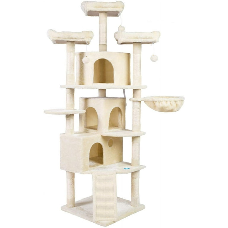 Hey-brother キャットタワー 高さ180cm ベージュJMPJ034M Hey-brother XL Size Cat Tree, Cat Tower with 3 Caves, 3 Cozy