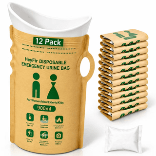 HeyFir 12 Pack Disposable Urine Bags, 900ML Portable Travel Urinal with Absorbent Gel
