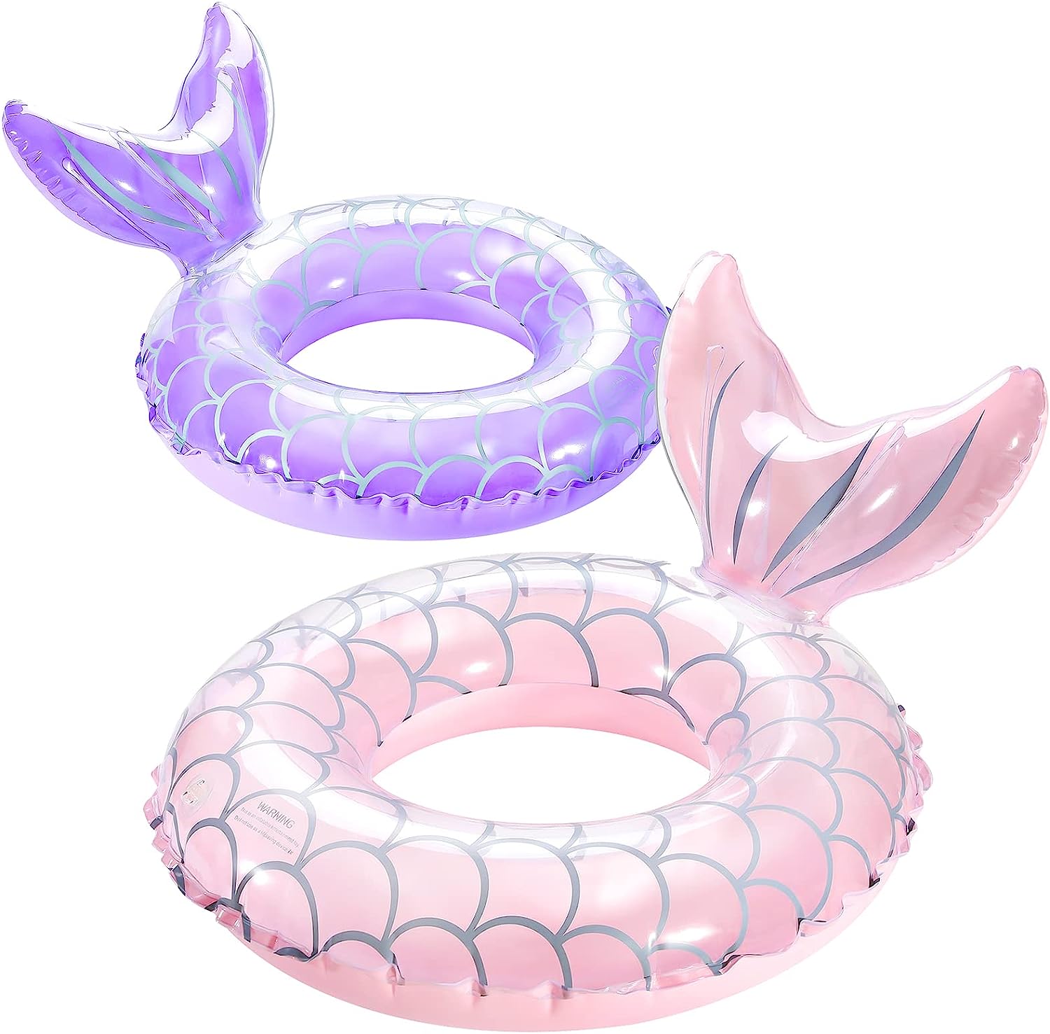 HeySplash Mermaid Tail Shaped Tube Pool Float, Purple and Pink, 2 Pack