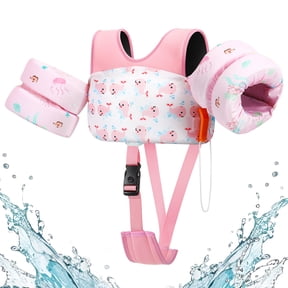 HeySplash Swim Vest For Kid,Arm Floaties with Adjustable Strap Fit 13-30 Lbs,Pool Sea Swimming Aid,Pink Whale