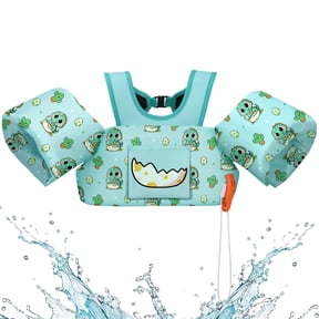 HeySplash Swim Vest For Kids 3-5 Years Old, Toddler Floaties with Pocket Fit 22-55 Lbs with Adjustable Buckles, Kids Floaties Arm Water Wings, Pool Sea Swimming Aid, Blue Dinosaur Eggs