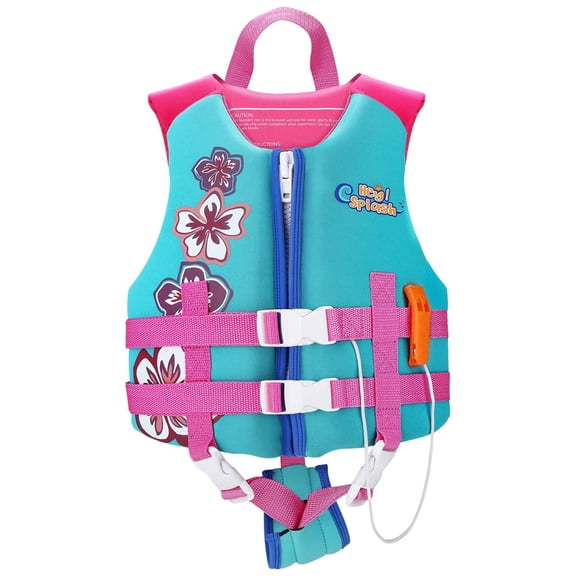 HeySplash Swim Vest For Kids ,Fit 30-50/50-80lbs, Child Floaties Vest wiht Safety Strap, Float Jacket for Girls/Boys on Pool,Beach,Boating, Learn to Swim Aid, M 3-6 Yrs/L 6-9 Yrs