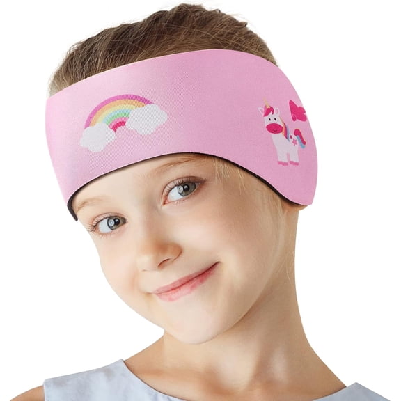 HeySplash Swimming Headband, Swimming Earplugs Ear Band Swimmer Ear Protection Kids Ear Plugs, Elastic Neoprene Ear Guard and Hair Guard,Keep Water Out and Hold Earplugs in,M,Pink Unicorn