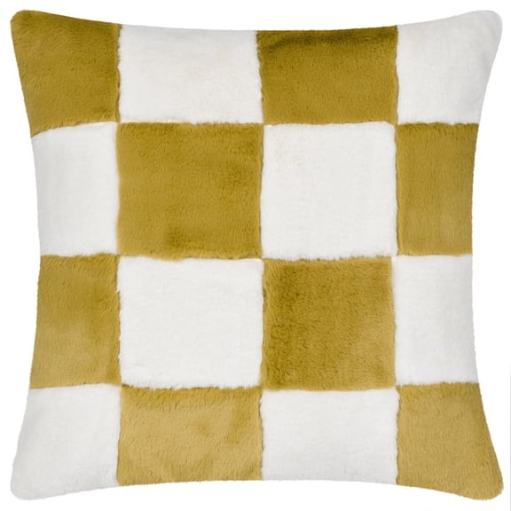 Heya Home Cozee Faux Fur Checked Throw Pillow Cover