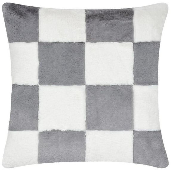 Heya Home Cozee Faux Fur Checked Throw Pillow Cover