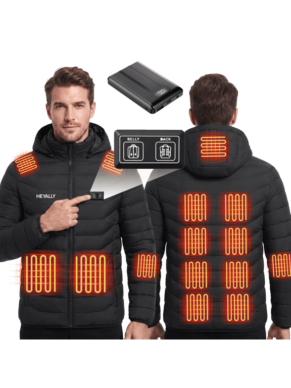 Men's Heated Jacket with 4 Control Modes Water Resistant Insulated Soft Shell Coat for Winter Outdoor Work Hunting Motorcycle