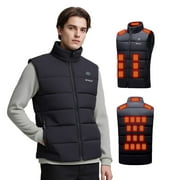 HEYALLY Men's Heated Vest with 5-Zone Smart Control, 6 Heat Levels, USB Powered, Lightweight Water-Resistant, Machine Washable (S-3XL, Battery Not Included)