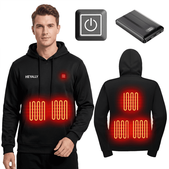 Heyally Unisex Heated Hoodie with Battery, Warm Heated Sweatshirt Men Women