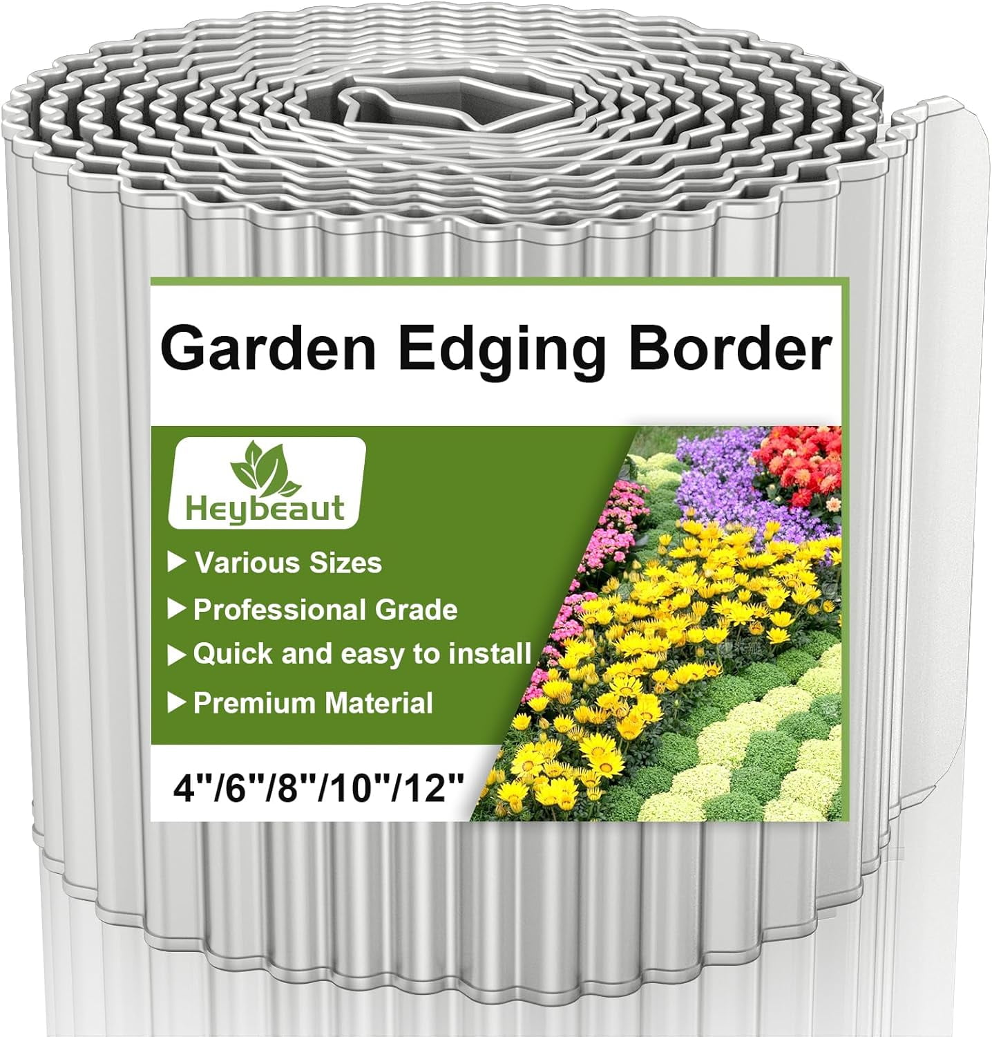 Heybeaut Corrugated Metal Garden Edging 8"x40' Galvanized Steel