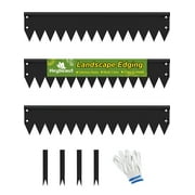 Heybeaut Garden 3 Pack Pre-Rusted Cor-Ten Steel Landscape Edging - 40" L x 4" H Each (10ft Total) - No-Dig Hammer-in Heavy Duty 14-Gauge Metal Edging Border Black