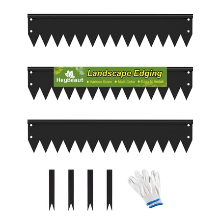 Heybeaut Garden 3 Pack Pre-Rusted Cor-Ten Steel Landscape Edging - 40" L x 4" H Each (10ft Total) - No-Dig Hammer-in Heavy Duty 14-Gauge Metal Edging Border Black