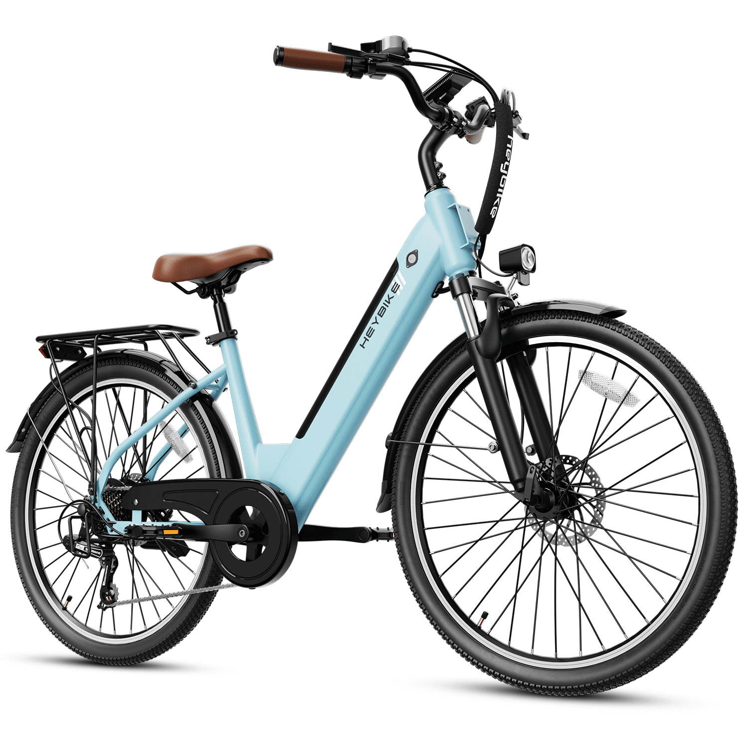 Heybike Electric Bike for Adults, 500W City Cruiser Ebike with 36V 13AH Built-in Battery, 26" Step-thru Electric Commuter Bike for Woman, Front Suspension, 7-Speed Bicycles UL2849