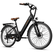 Heybike Electric Bike for Adults, 500W City Cruiser Ebike with 36V 13AH Built-in Battery, 26" Step-thru Electric Commuter Bike for Woman, Front Suspension, 7-Speed Bicycles UL2849
