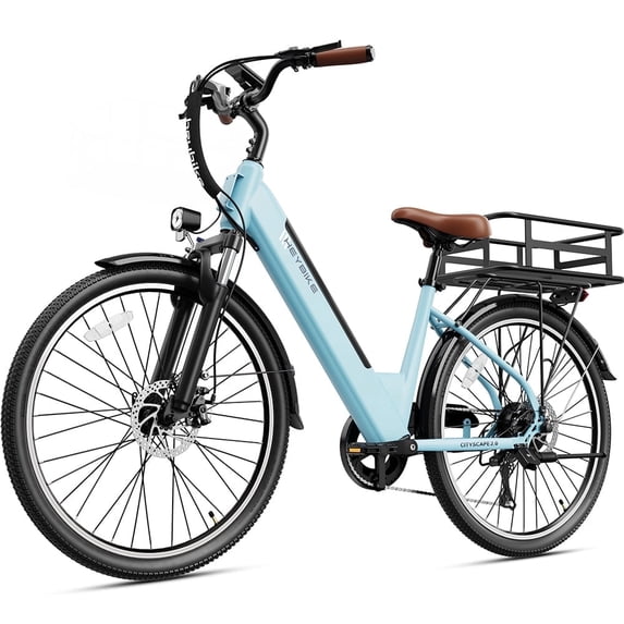 Heybike Cityscape 2.0 Electric Bike for Adults with 500W Motor, 36V 13AH Removable Battery Ebike, 26" Electric City Commuter Bike for Woman, 7-Speed and Front Suspension Bicycles UL2849