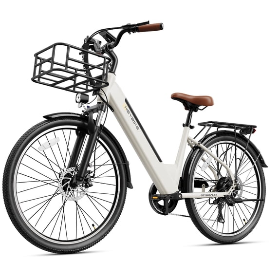 Heybike Electric Bike for Adults, 500W City Cruiser Ebike with 36V 13AH Built-in Battery, 26" Step-thru Electric Commuter Bike for Woman, Front Suspension, 7-Speed Bicycles UL2849