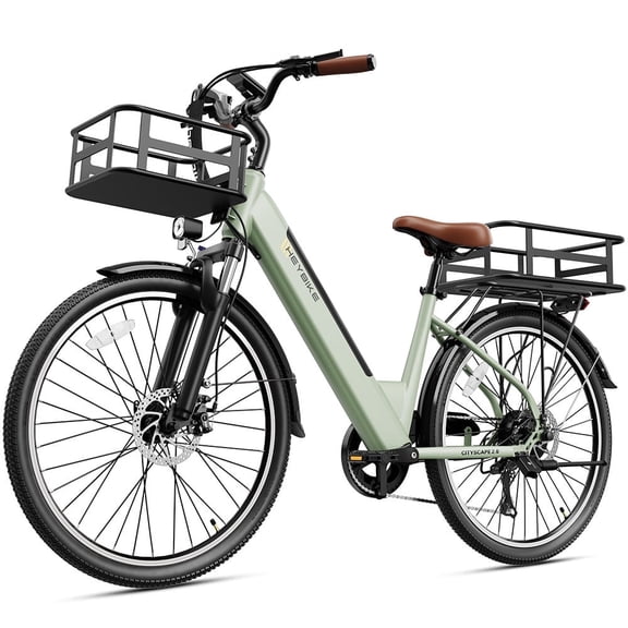 Heybike Cityscape 2.0 Electric Bike for Adults with 500W Motor, 36V 13AH Removable Battery Ebike, 26" Electric City Commuter Bike for Woman, 7-Speed and Front Suspension Bicycles UL2849