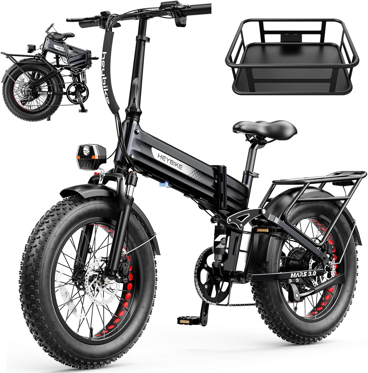 Heybike Mars 3.0 Electric Bike for Adults, 1400W Peak Motor Foldable Ebike with 48V 13AH Removable Battery, 20" Fat Tire Electric Bicycles, Up to 30+MPH & NFC Unlock, UL2849