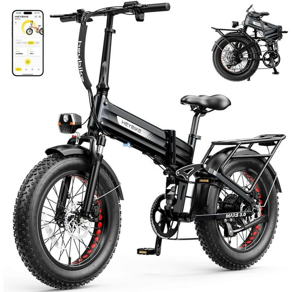 Heybike Mars 3.0 Electric Bike for Adults, 1400W Peak Motor Foldable Ebike with 48V 13AH Removable Battery, 20" Fat Tire Electric Bicycles, Up to 30+MPH & NFC Unlock, UL2849