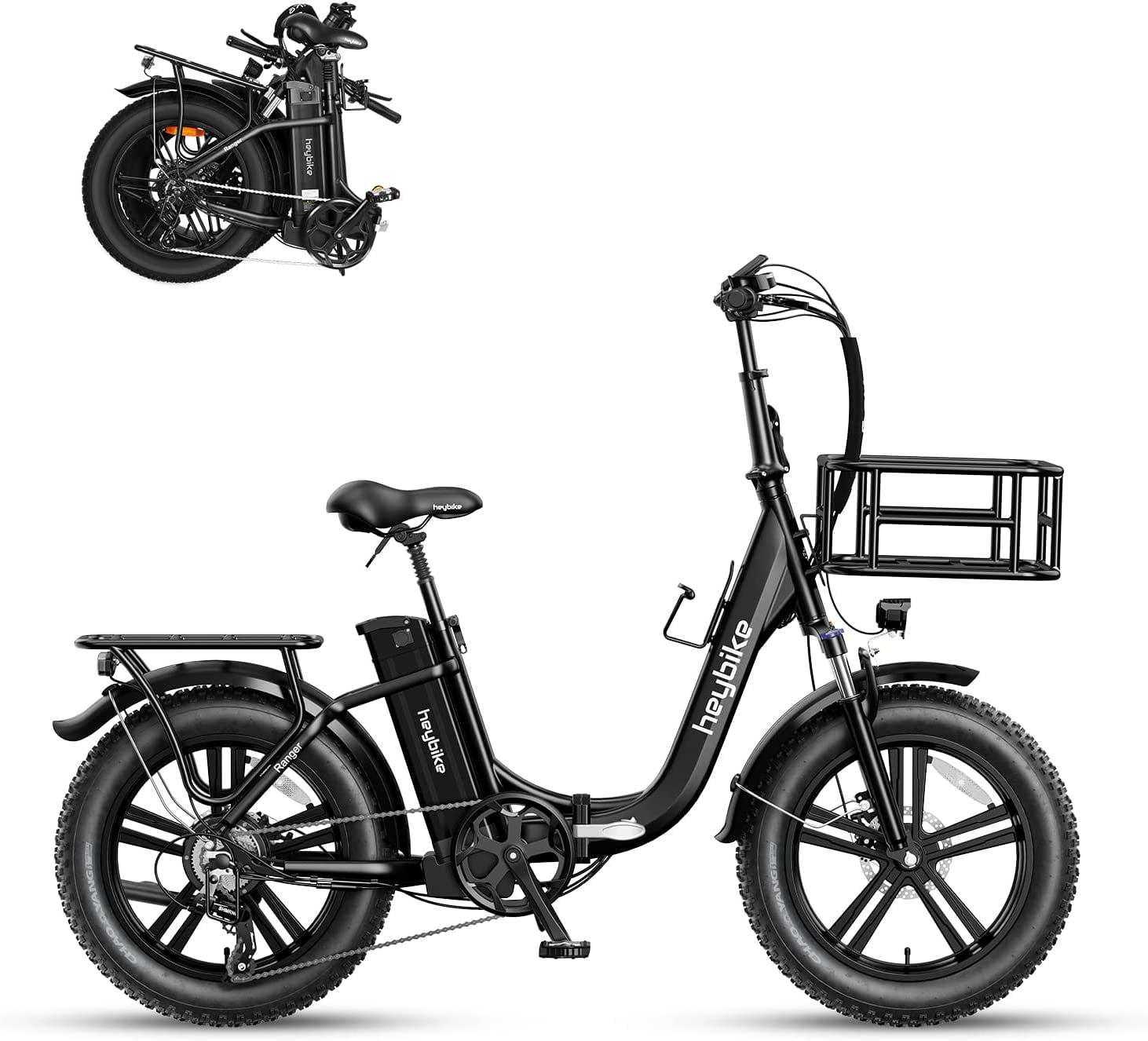 Heybike Ranger Bicicleta eléctrica para adultos, 500 W, plegable, con  batería extraíble de 48 V y 15 Ah, Hey 20 pulgadas x 4.0 con neumático  grueso