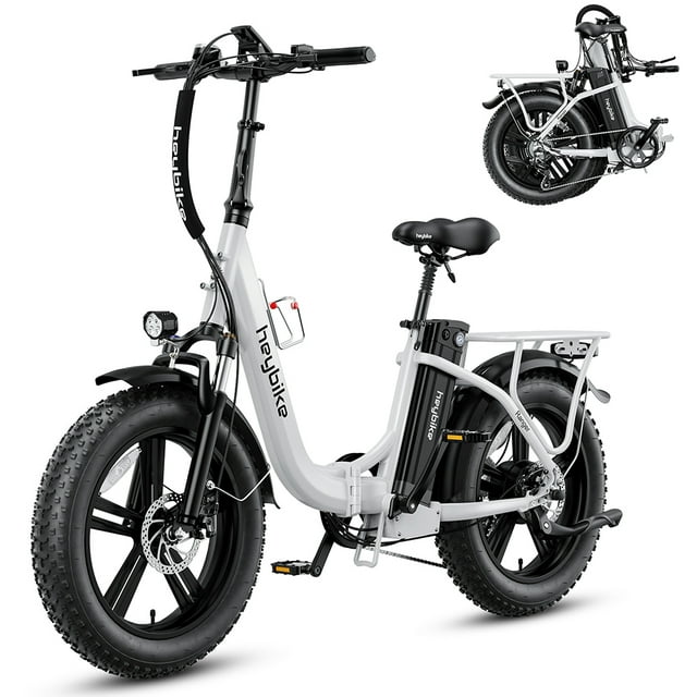 Heybike Ranger Electric Bike for Adults with 500W Motor, 48V 15Ah Removable Battery, 20" x 4.0 Fat Tire Folding Electric Bicycle, Step-Thru Ebike with Dual Suspension