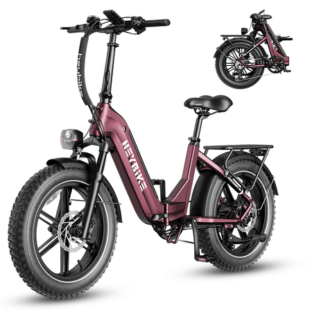 Heybike Ranger S Electric Bike for Adults, 750W Foldable Ebike with 48V 14.4AH Removable Battery, 55 Miles Range, 20" x 4.0 Fat Tire Step-thru Electric Bicycle, 7-Speed Hydraulic Fork, UL2849