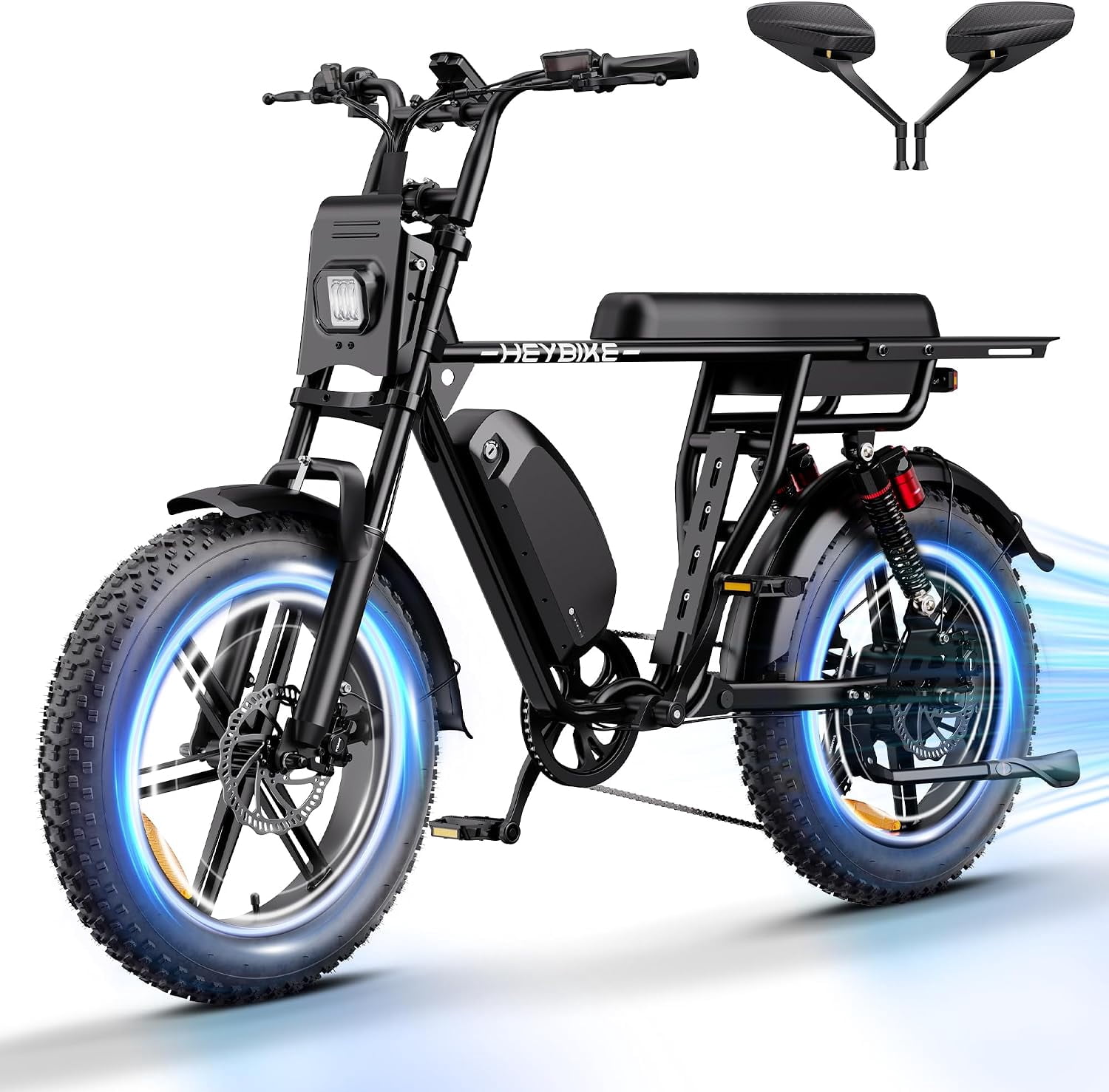 Heybike Saturn Electric Bike for Adults 20", 750W E-Mountain Bike with Speedometer, 52V 18.4AH Removable Battery 50 Miles E Bicycle Class 3,UL2849