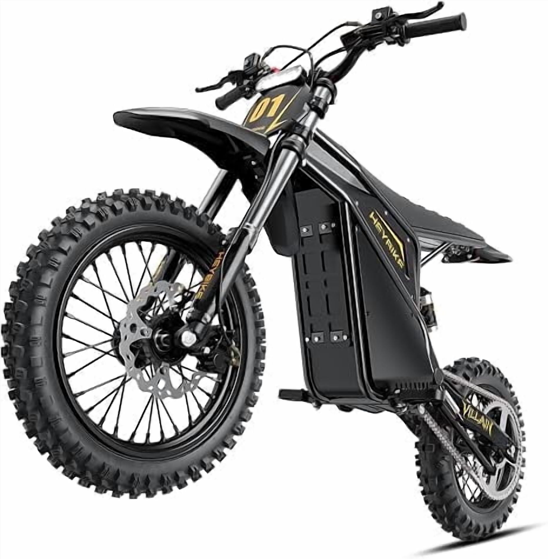 Heybike Villain 4160W Peak Electric Dirt Bike for Adults, 52V 26AH Battery E Dirt Bike with 45 Mph Top Speed, 14"/12" Fat Tire Electric Motorcycle for Teens, UL 2849