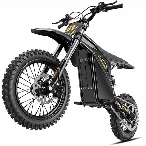 Heybike Villain Electric Dirt Bike for Adults, 52V 26AH Battery Ebike, 14"/12" Fat Tire Electric Motorcycle for Teens, UL 2849