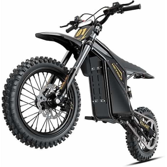 Heybike Villain Electric Dirt Bike for Adults, 52V 26AH Battery Ebike, 14"/12" Fat Tire Electric Motorcycle for Teens, UL 2849