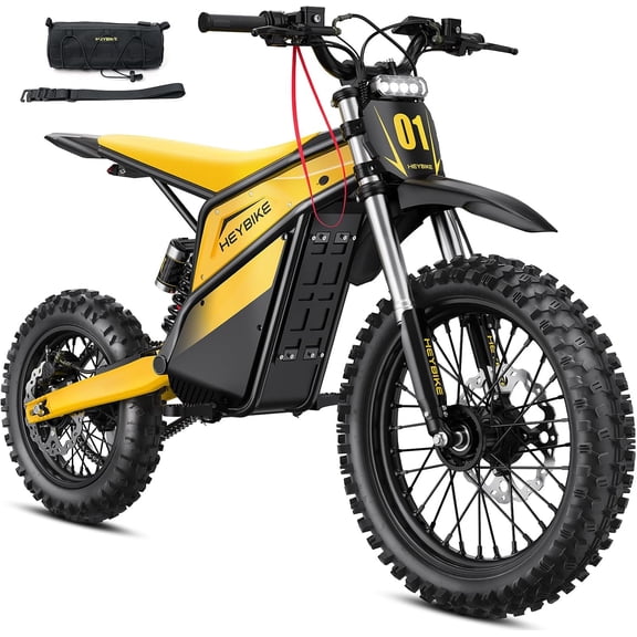 Heybike Villain 4160W Electric Dirt Bike for Adults, 52V 26AH Battery E Dirt Bike with 45 Mph Top Speed, 14"/12" Fat Tire Electric Dirt Bike Age 13+, Off-Road Only