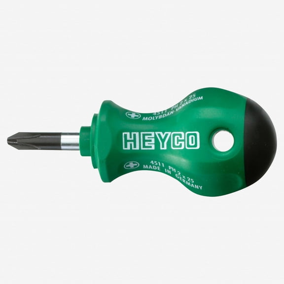Heyco Phillips Stubby Screwdriver with 2K Handle, #2