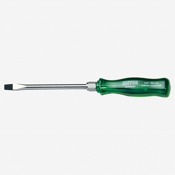 Heyco Slotted Engineers' Screwdriver with Acetate Handle, 12mm with Hex Bolster