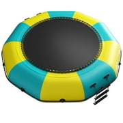 Heyday Inflatable Water Trampoline, 10FT/12FT/15FT Water Bouncer Floating Rebounder Trampoline w/4-Step Ladder Kids Adults Recreational Water Trampoline for Pool, Lake, Calm Sea