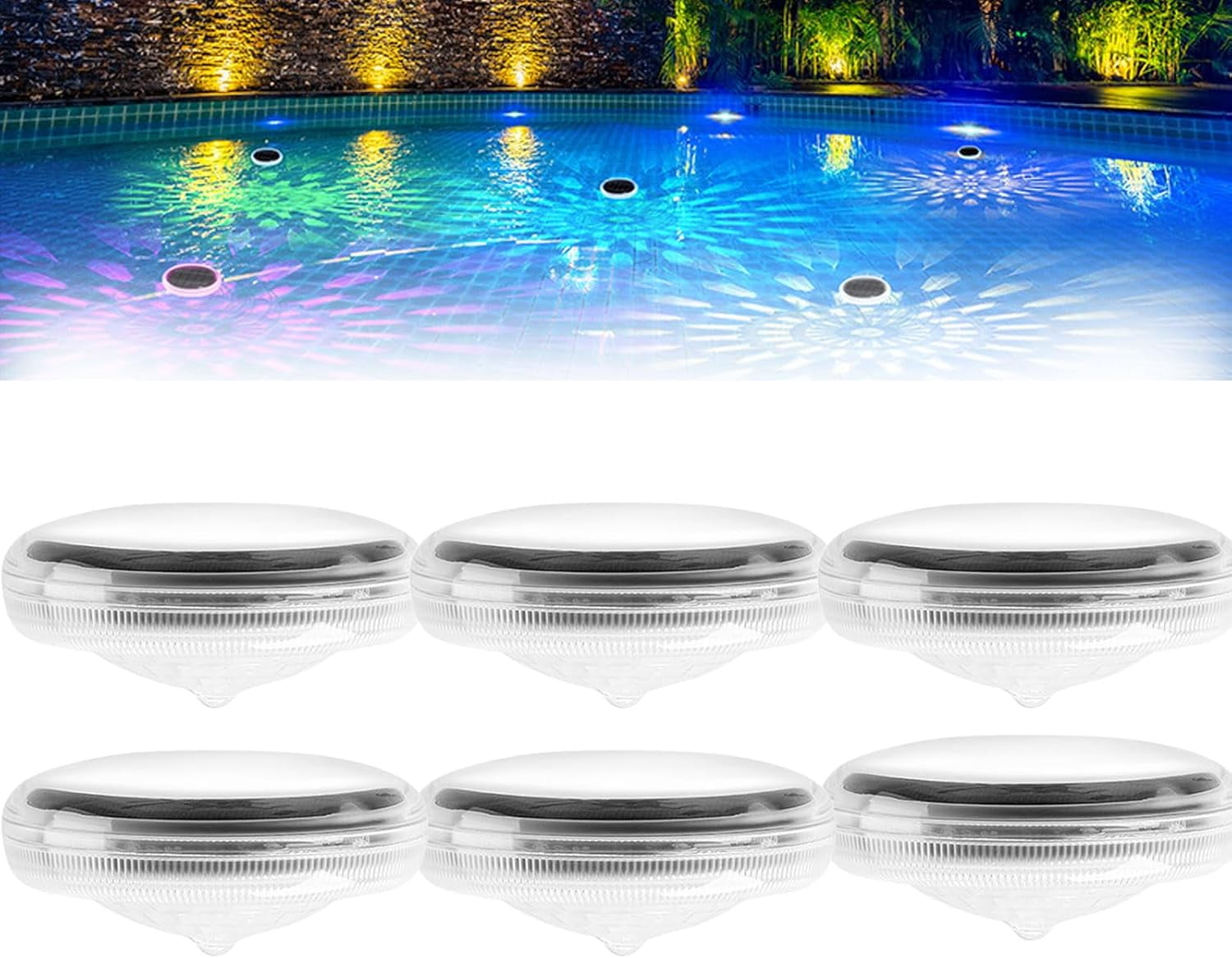 Heydday 6PC Solar Floating Pool Lights – Remote Control, 9 RGB Colors ...
