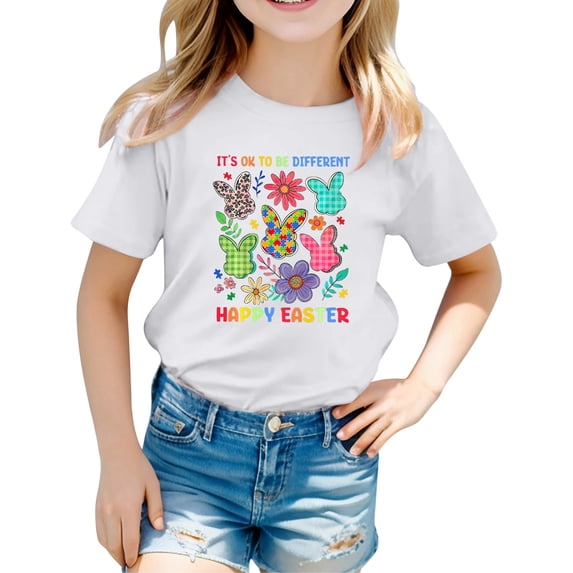 Heydday Kids Autism Awareness T-Shirt - Love Needs No Words Tie-Dye Tee for Boys Girls, Neurodiversity Inclusion Graphic Shirt, Soft Cotton Summer Top(White/4-5Years)