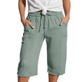 thumbnail image 1 of Heydday Linen Capri Pants for Girls Baggy Straight Leg Gauze Yoga Pant Loose Comfy Cropped Trousers with Pockets (Light Green3/10-11 Years), 1 of 5