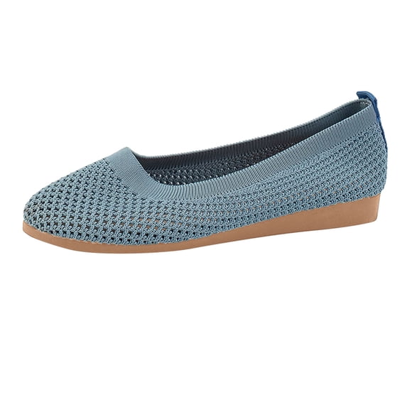 Heydday Women Round Toe Knit Mesh Ballet Flats, On Breathable Lightweight Cushioned Walking Shoes, Wide Fit Casual Work Travel Wedding Daily Dressy Flat Shoes(Grey1/37)