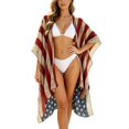 thumbnail image 1 of Heydday Women's American Flag Kimono Cover Up, 4th of July Patriotic Beachwear, Open Front Loose Cardigan Swimsuit Wrap (Red5/One Size), 1 of 5