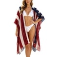 thumbnail image 1 of Heydday Women's American Flag Kimono Cover Up, 4th of July Patriotic Beachwear, Open Front Loose Cardigan Swimsuit Wrap (Red6/One Size), 1 of 5